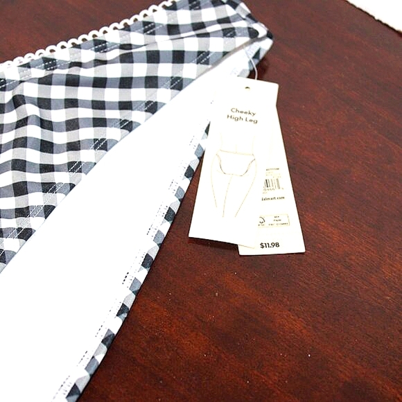 No Boundaries Black Gingham Cheeky High-Rise Bikini Bottoms - XL - NWT - Picture 3 of 6